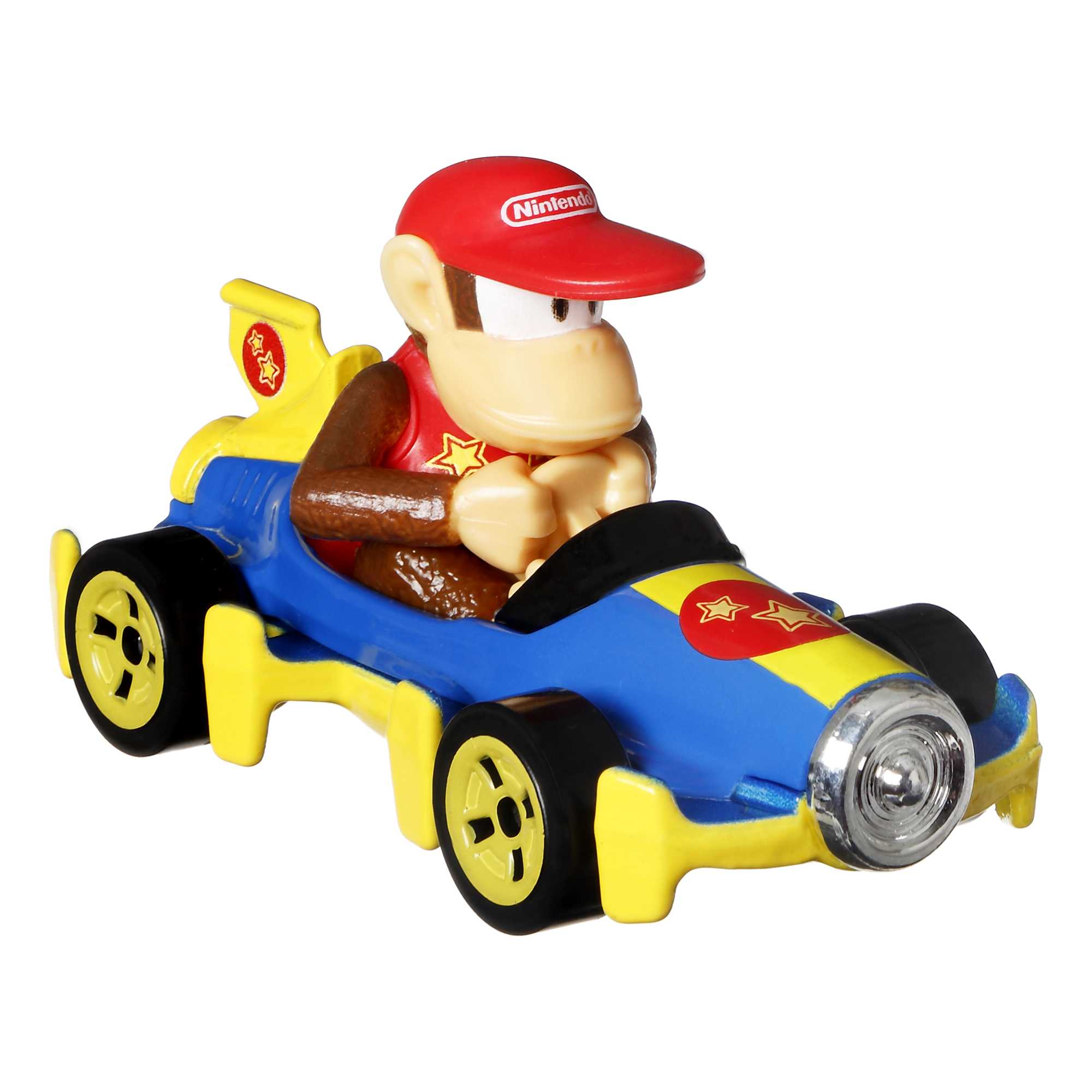 Hot Wheels Mario Kart Vehículo de Juguete Paquete de 4 con Diddy Kong, Waluigi, Toad y Yoshi azul
