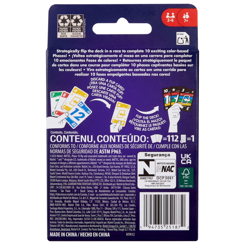 Phase 10 Flip Card Game, Classic Family Card Game With Double-Sided Cards For 2-6 Players
