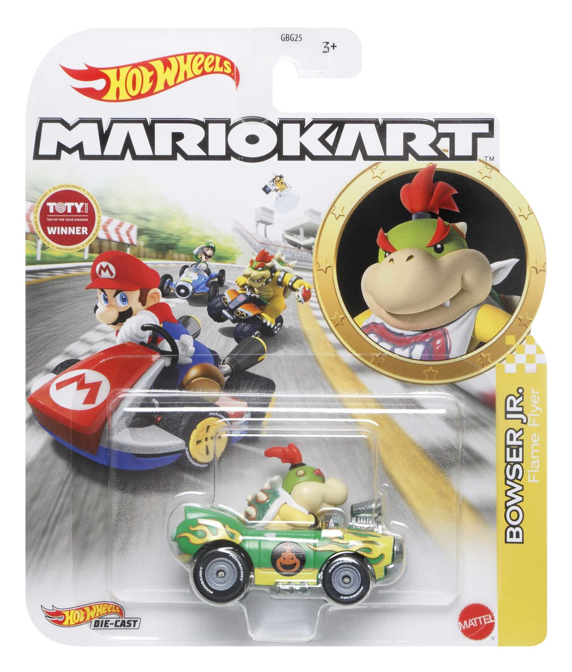 Hot Wheels Mario Kart Vehículo de Juguete Bowser Jr Flame Flyer