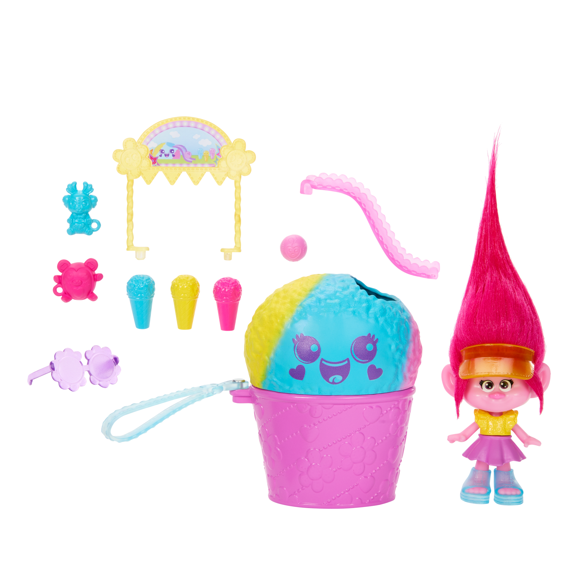 Dreamworks Trolls Fun Fair Surprise Fairfest Queen Poppy Small Doll & 10 Accessories