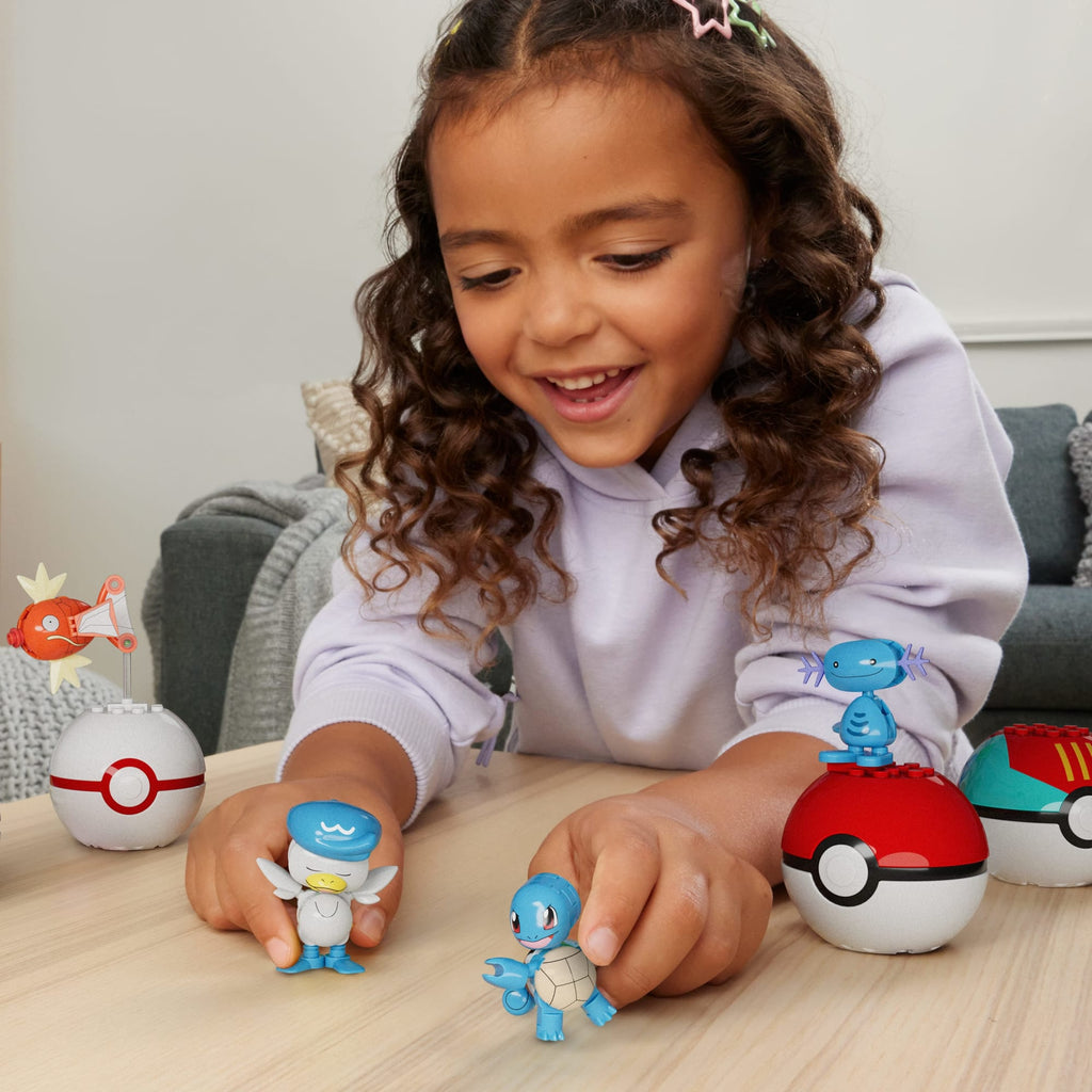 MEGA Pokémon Water-Type Trainer Team Building Toy Kits With 2 Action Figures (79 Pieces) For Kids