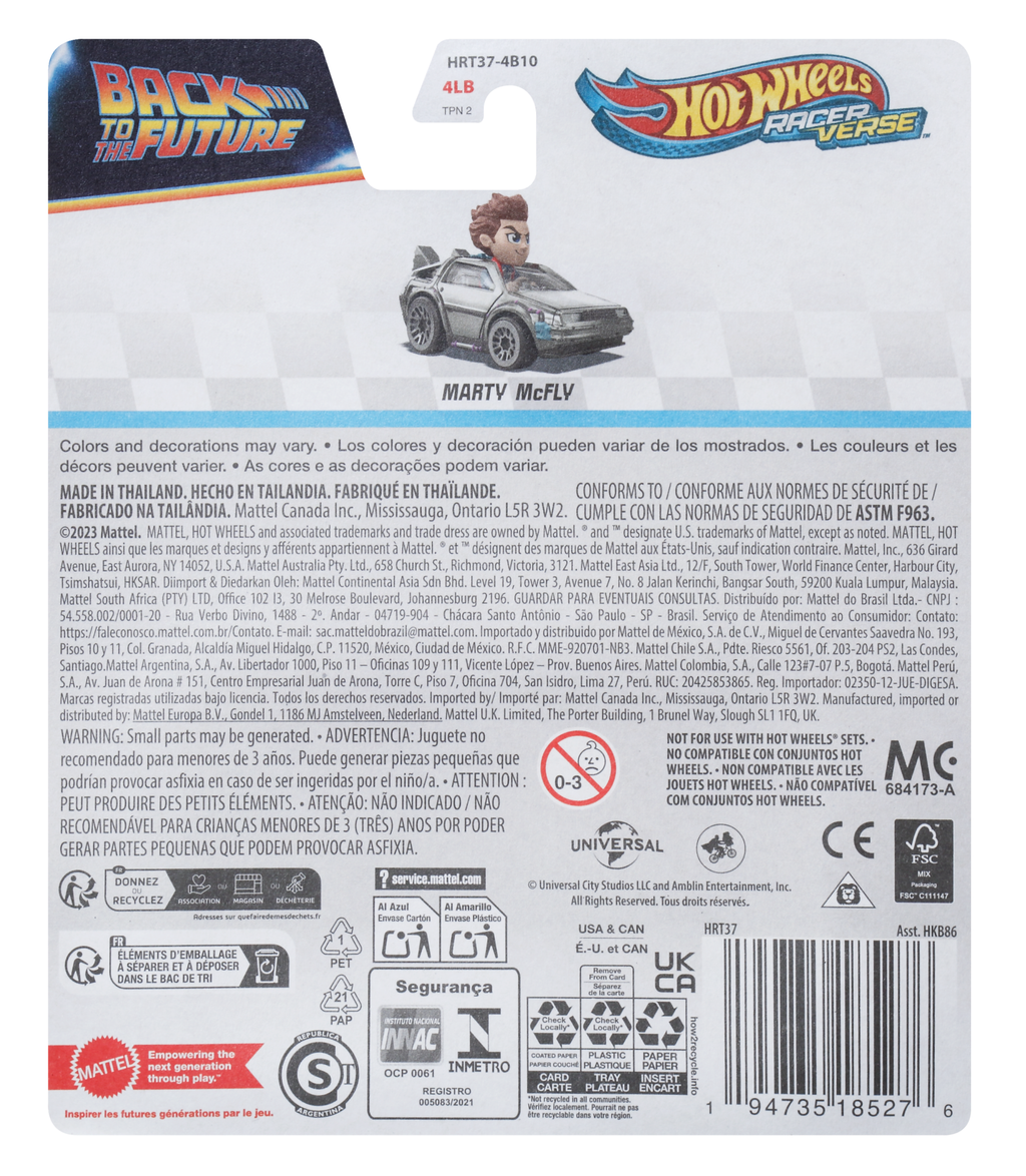 Hot Wheels RacerVerse Vehículo de Juguete Marty McFly
