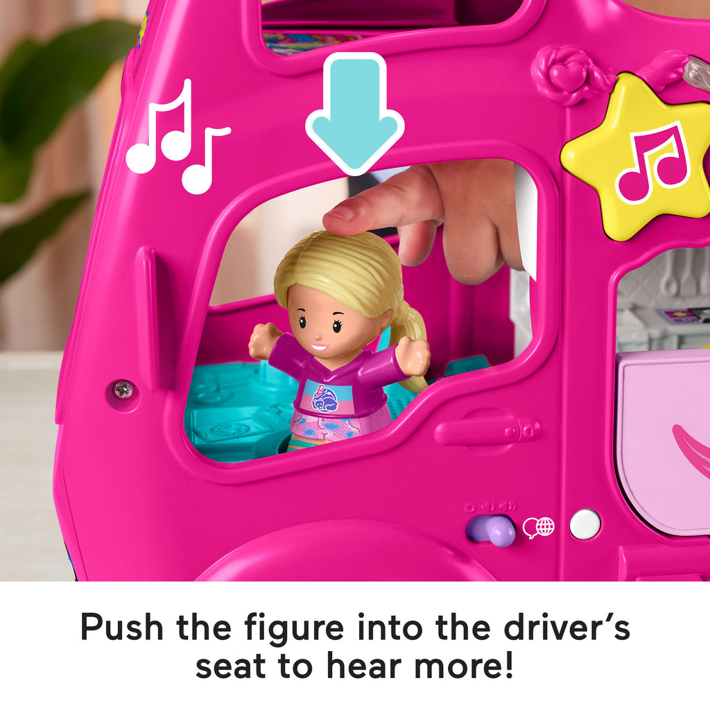 Fisher-Price Little People Barbie Little Dreamcamper Rv Playset With Music Lights & 2 Figures, Multilanguage Version