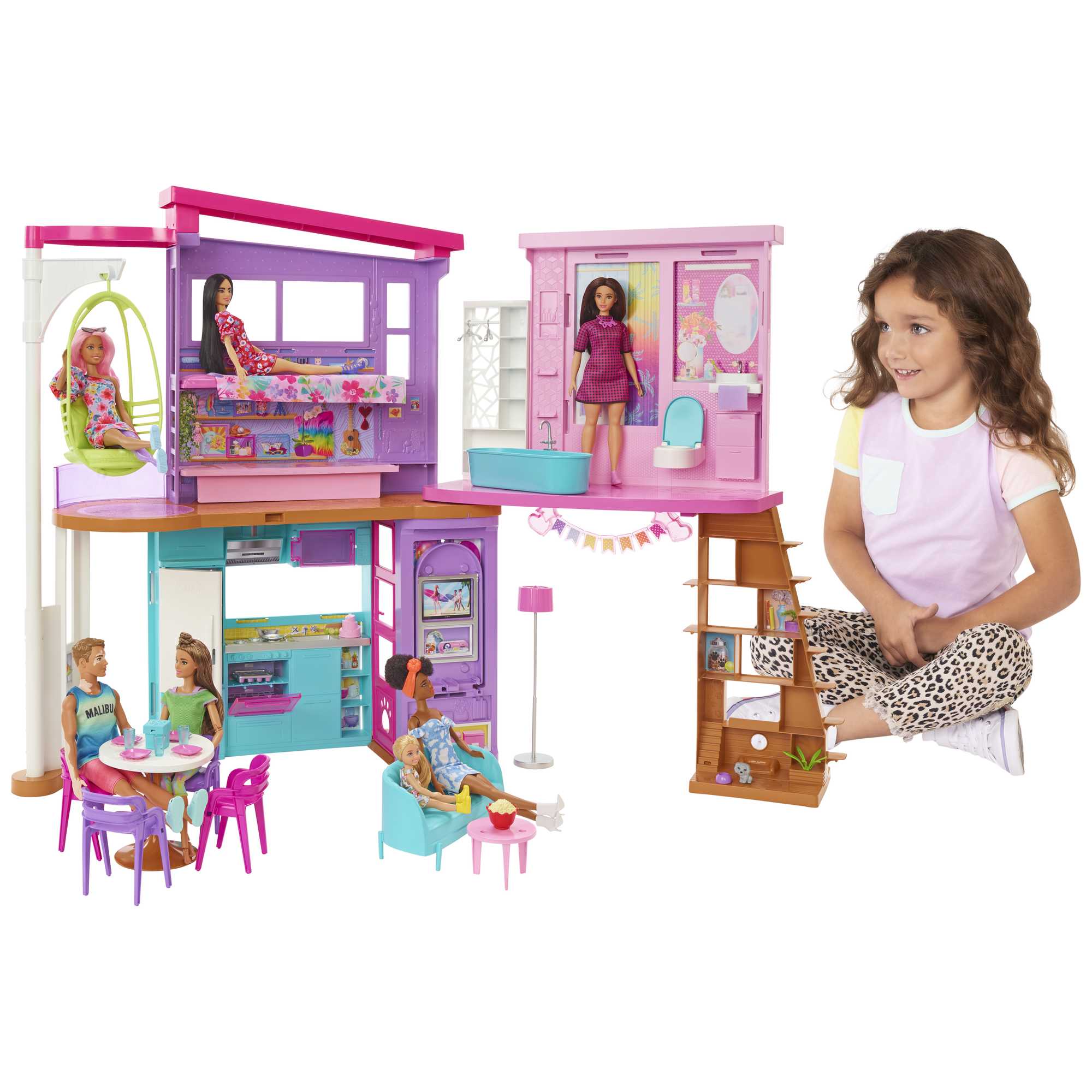 Barbie®  Coffret de Jeu  Maison de Vacances  30+ Éléments, 3+ Ans