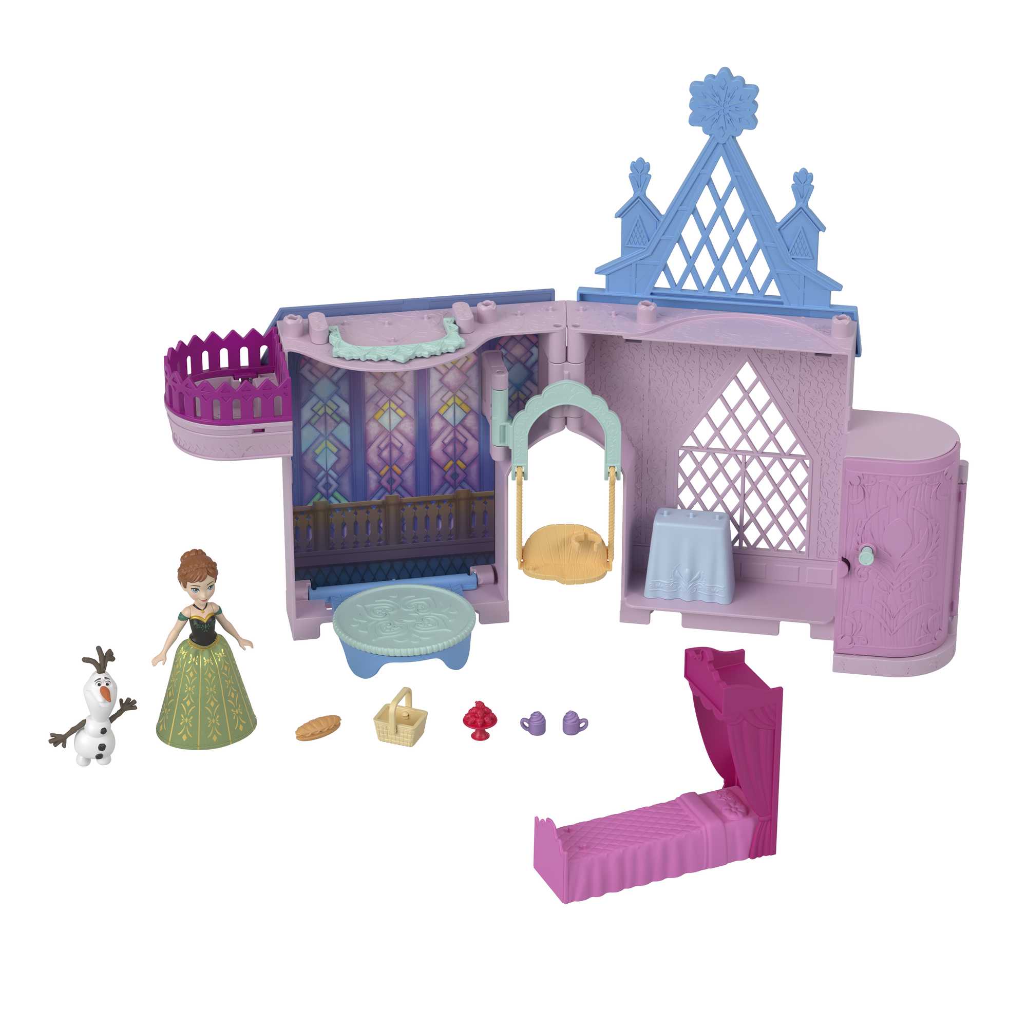 Disney Frozen Storytime Stackers Playset, Anna's Arendelle Castle Dollhouse With Small Doll