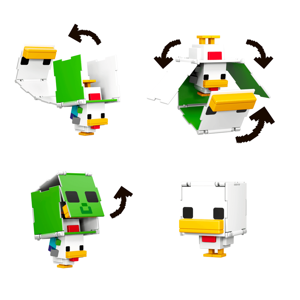 Minecraft Flippin’ Figs Sheep & Chicken Figures 2-Pack, 2-In-1 Fidget Play & Pixelated Design