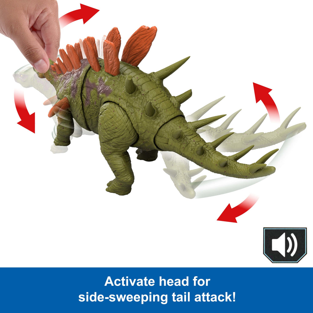Jurassic World Chaos Theory Wild Roar Kentrosaurus Action Figure, Strike Attack & Sound Dinosaur Toy