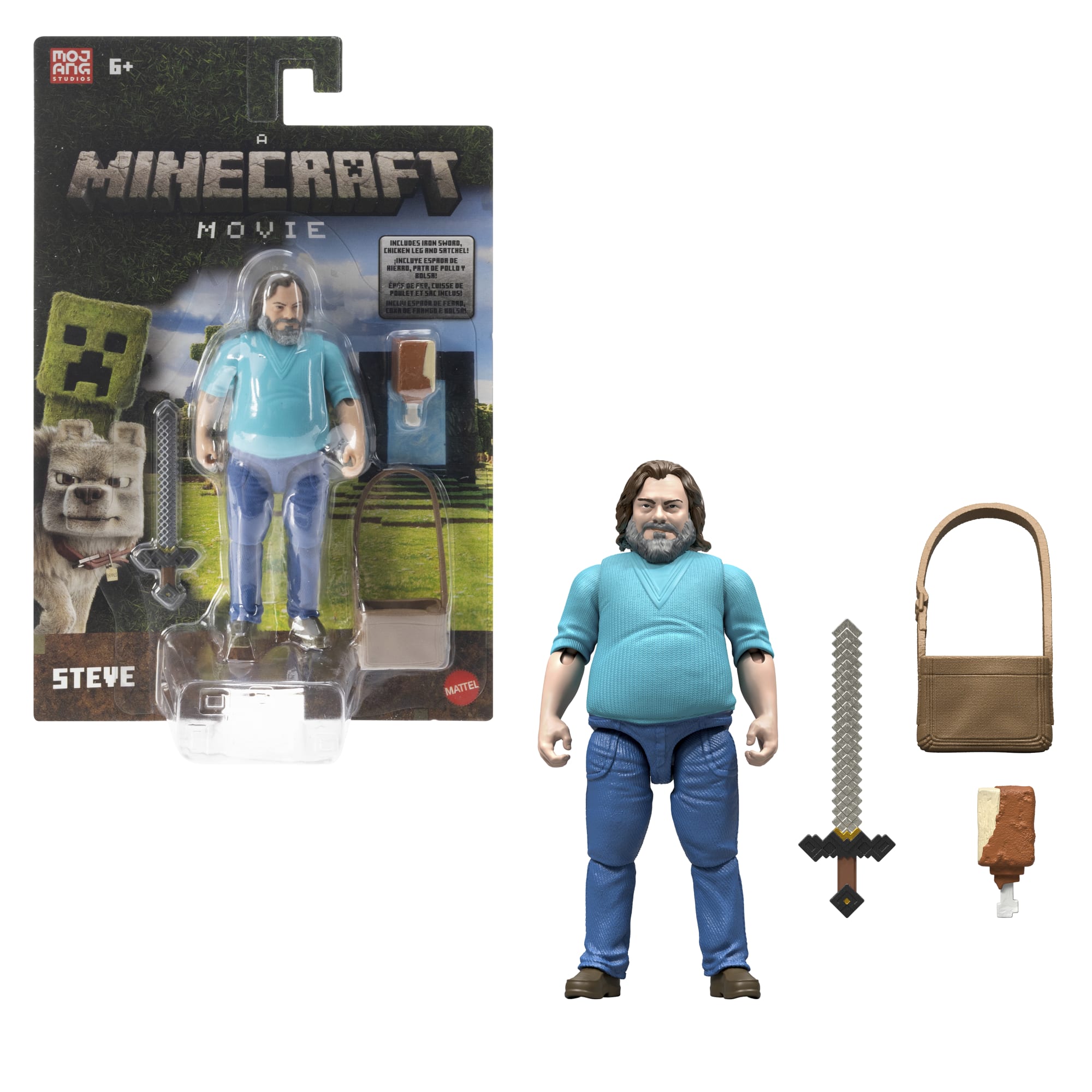 Minecraft Steve Action Figure & Accessories, 4-inch Toy Set inspired By A Minecraft Movie