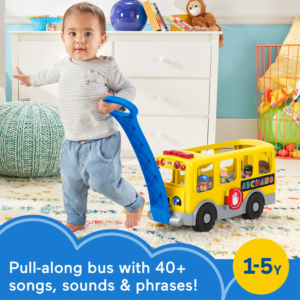 Fisher-Price Little People Big Yellow School Bus & Community Heroes Figures, Musical Toddler Toy