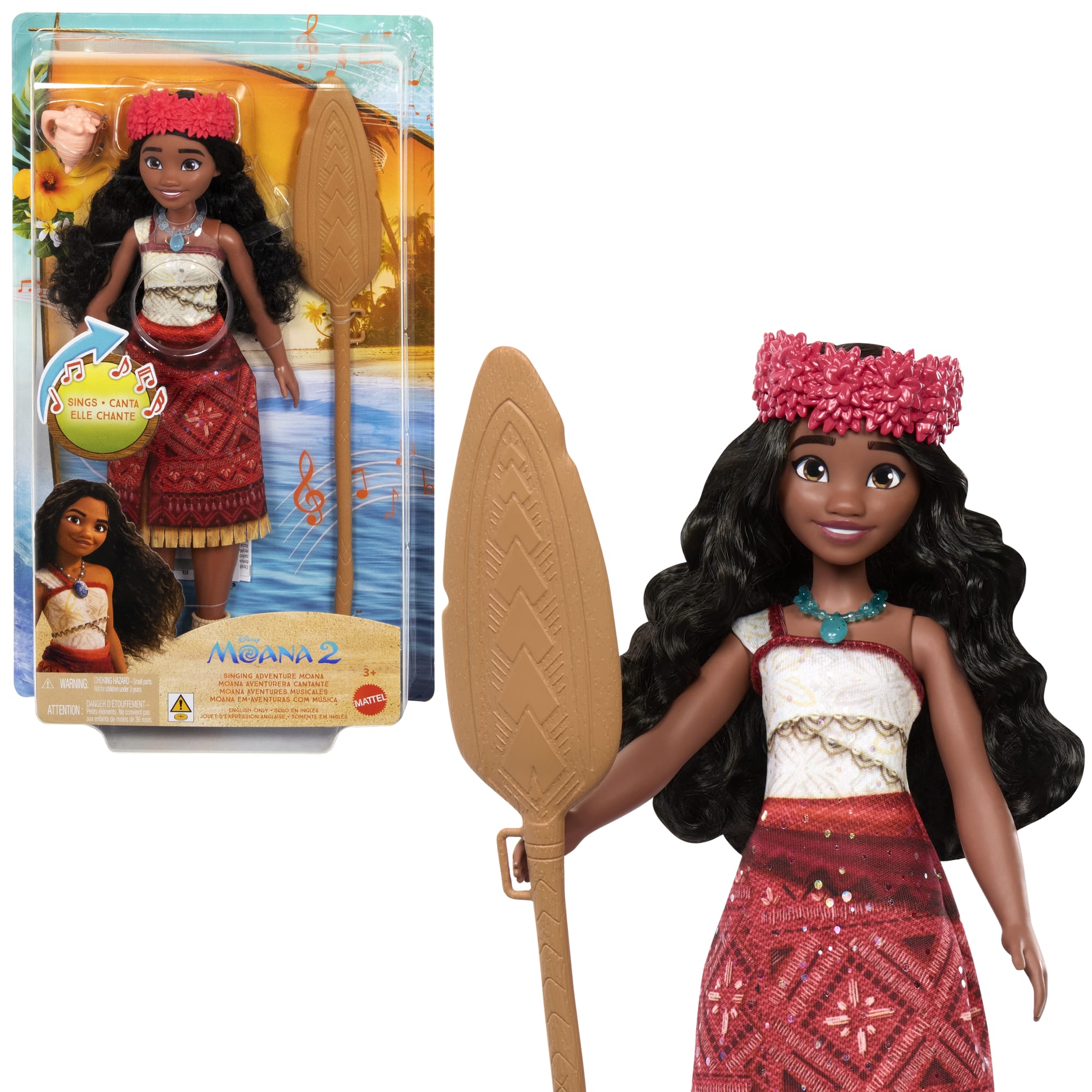 Disney Moana 2 Singing Adventure Moana Doll & Accessories, Sings “We’re Back” in English