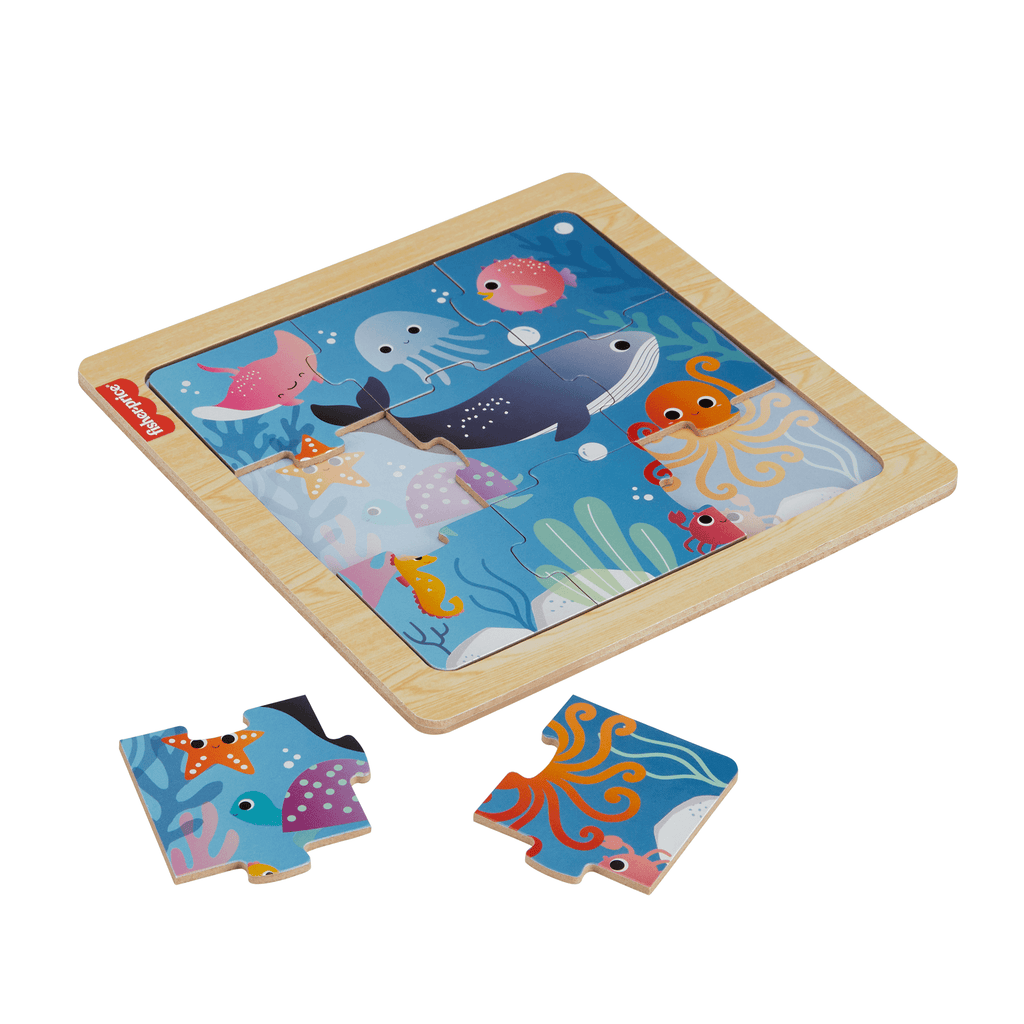 Fisher-Price Juguete para Bebés Rompecabezas Animalitos de Mar de Madera